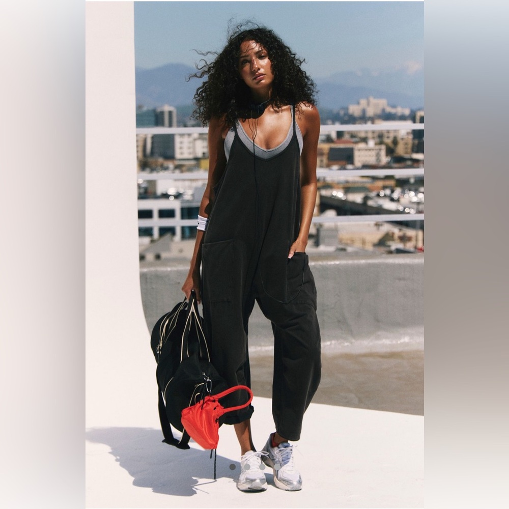 FP Movement by Free People Hot Shot Onesie Washed Black Size Medium